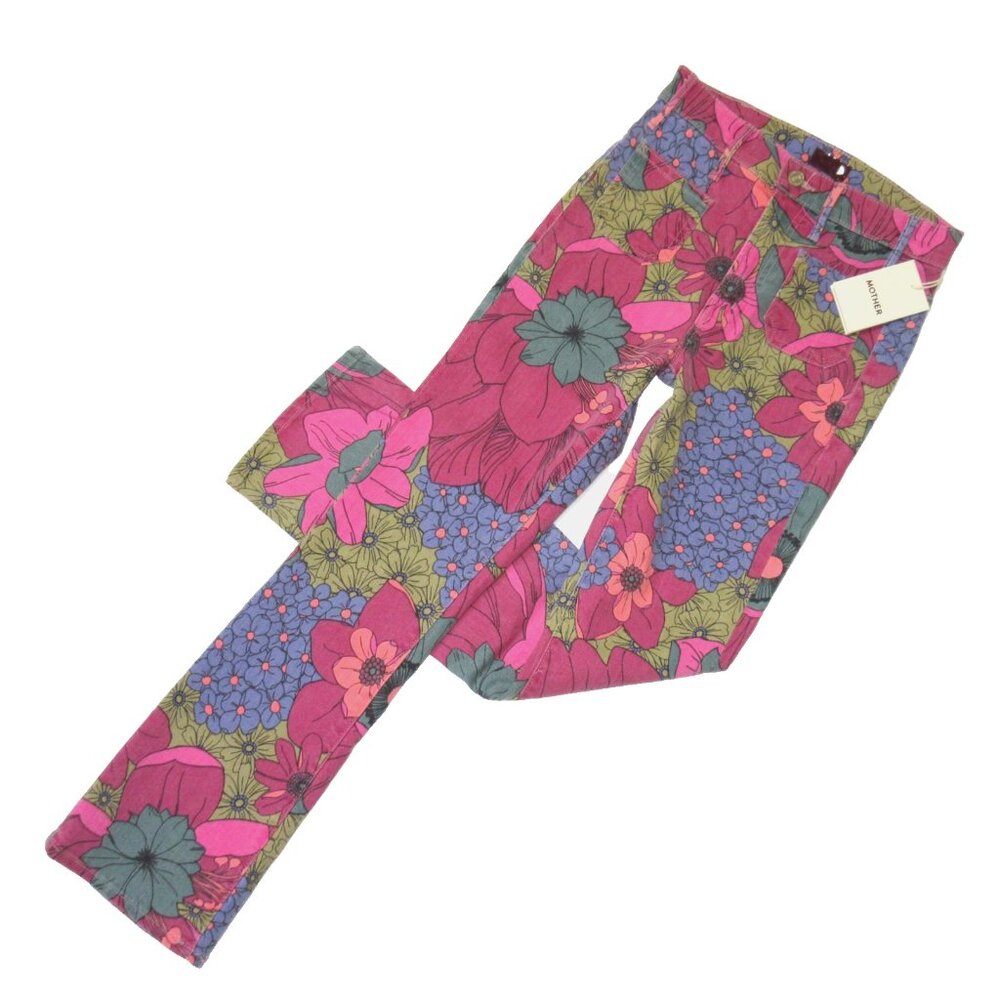 NWT Mother Patch Pocket Insider Flood in Psychic Floral Crop Jeans 25